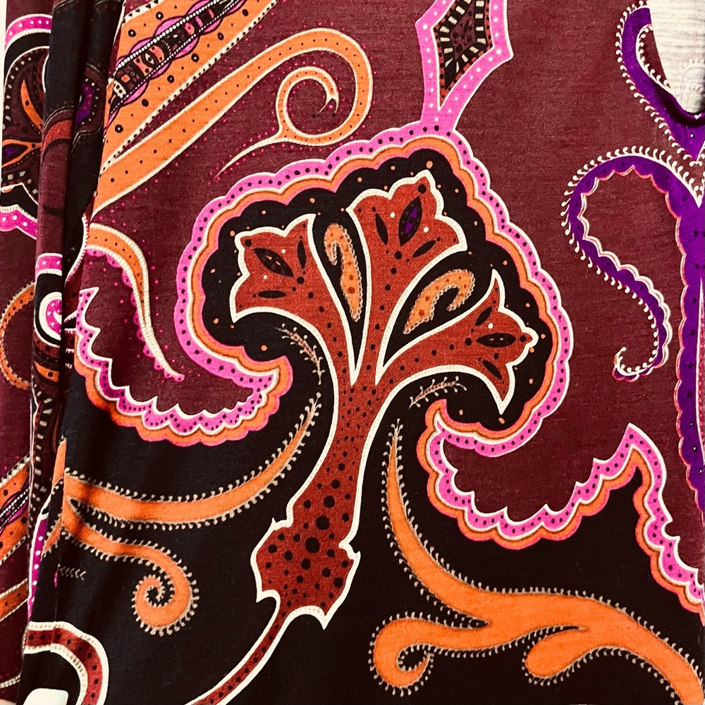 Rachel Zoe x Revolve Silk Magnum Shift Dress in Bordeaux Print Size 6 Keyhole - Picture 6 of 12